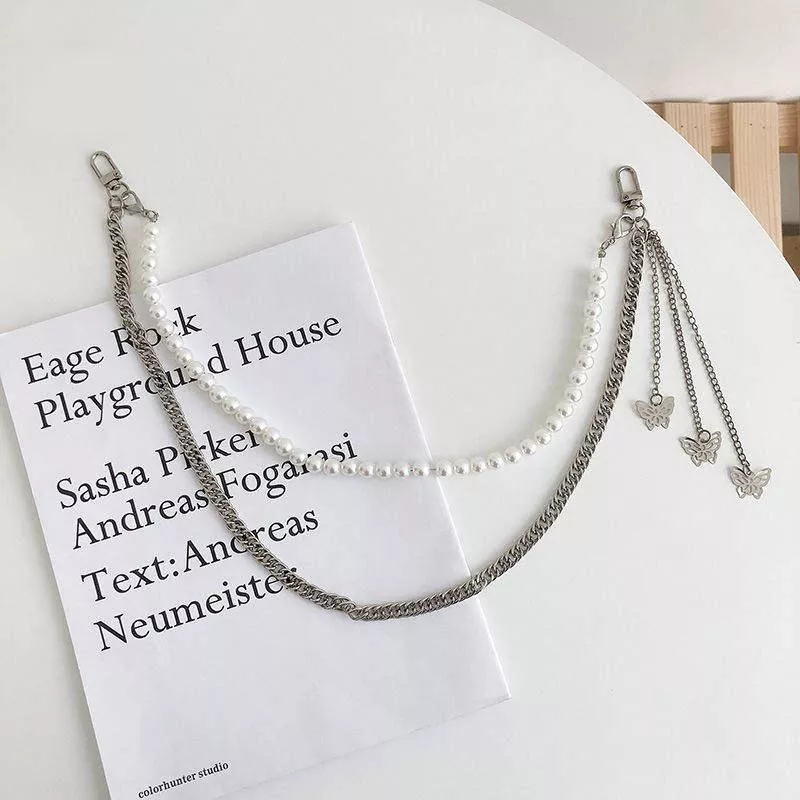 Butterfly Pearl Chain For Pant Hip Hop Punk Silver Metal Key Chain Belts On Jeans Resin PVC Heart Transparent Belt Keychain x273 Butterfly Pearl Chain For Pant Hip Hop Punk Silver Metal Key Chain Belts On Jeans Resin PVC Heart Transparent Belt Keychain x273